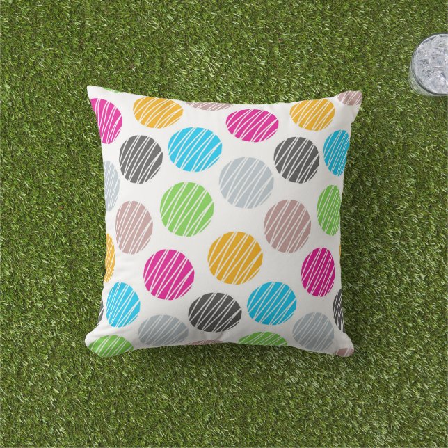 Almohada de tirar de lunares coloridos (Césped)