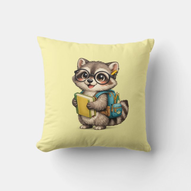 Almohada de tirar de mapache inteligente lindo par (Anverso)