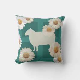 Almohada de tirar de ovejas y margaritas florales 
