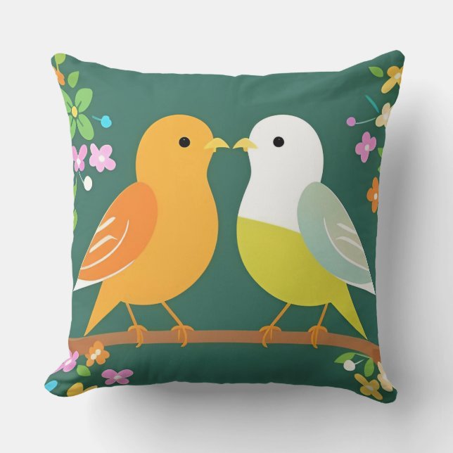🌿 Almohada de tirar de pájaro juguetón estilo de  (Anverso)