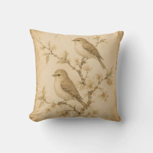 Almohada de tirar de pájaros con acuarela vintage