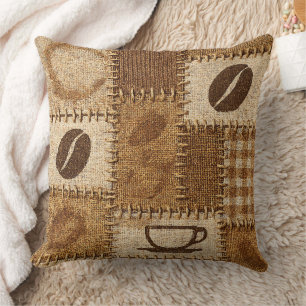 Almohada de Tirar de Patchwork de Café Rústico Aco