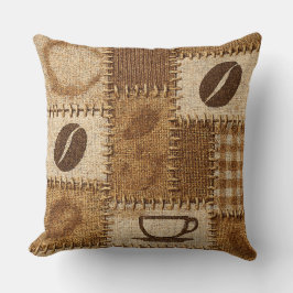 Almohada de Tirar de Patchwork de Café Rústico Aco