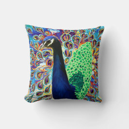 Almohada de tirar de pavo real abstracto