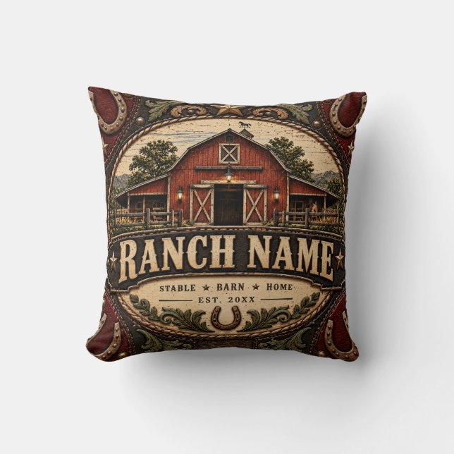 Almohada de Tirar de Rancho Occidental Rústico (Anverso)