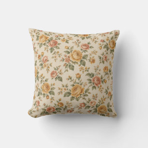 Almohada de tirar de rosa de cottage vintage