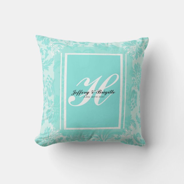Almohada de tirar de seda estampada vintage verde  (Anverso)