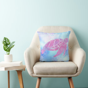 Almohada de tirar de tortuga marina de acuarela ro