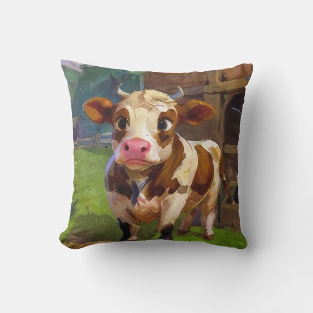 Almohada de tirar de vaca de granero linda (Anverso)