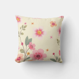 Almohada de tirar floral de cottage rosa suave