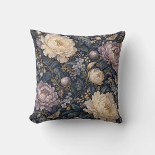 Almohada de tirar floral de peonía lila marfil ilu