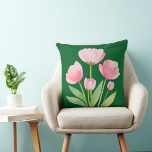 Almohada de tirar flores de primavera acuarela sob