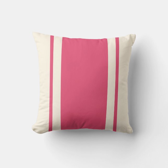 Almohada de Tirar Franja Costera – Frambuesa y Cre (Anverso)