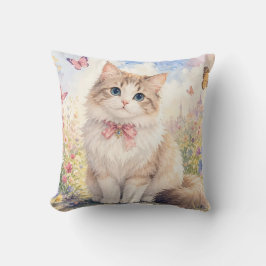 Almohada de tirar gatito de jardín soñador