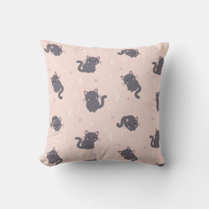 Almohada de tirar gato gris lindo rosa