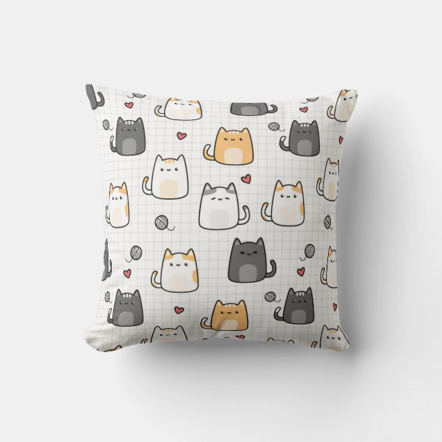 Almohada de tirar gato Kawaii lindo (Anverso)