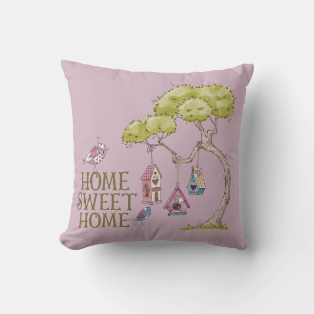 Almohada de tirar hogar casa de pájaros (Anverso)