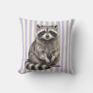 Almohada de tirar mapache arte acuarela