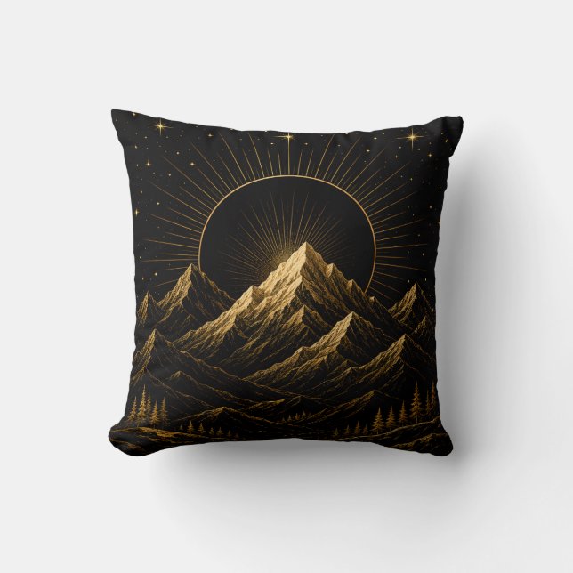 Almohada de Tirar Montaña Celestial de Oro Negro (Anverso)