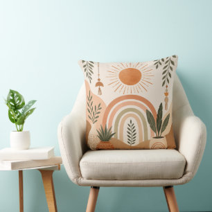 Almohada de Tirar Neutral Boho Sol y Plantas