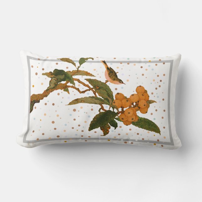 Almohada de tirar pájaro en un árbol frutal (Anverso)