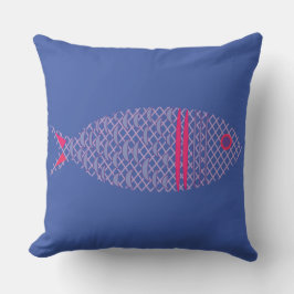 Almohada de Tirar Patrón de Pescado Costero Azul M