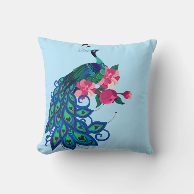 Almohada de tirar-Pavo real (Anverso)