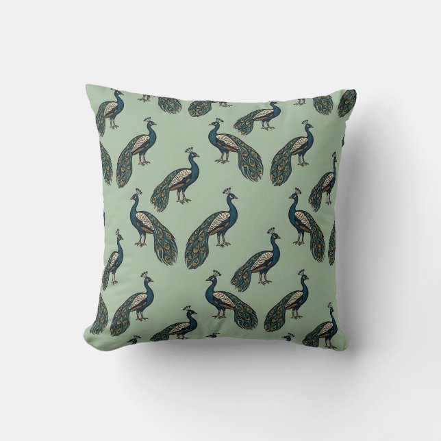 Almohada de tirar Peacock Sage Rústica (Anverso)