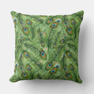 Almohada de tirar - Plumas de pavo real