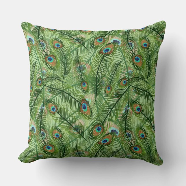 Almohada de tirar - Plumas de pavo real (Anverso)