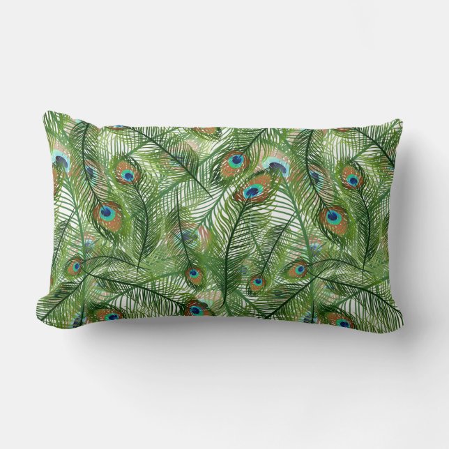 Almohada de tirar - Plumas de pavo real (Anverso)