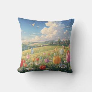 Almohada de Tirar Pradera de Tulipanes de Primaver