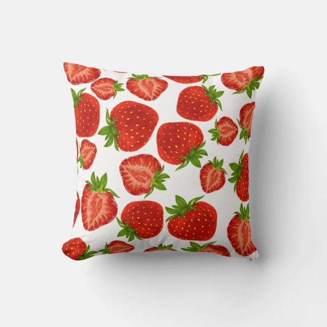 Almohada de tirar roja impactante de fresa (Anverso)