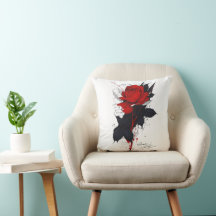 Almohada de tirar rosa roja Grunge