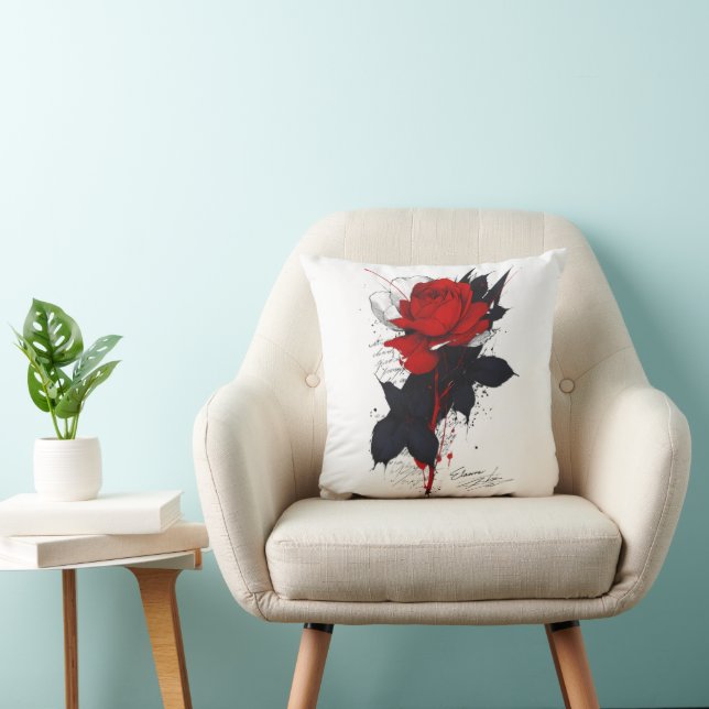 Almohada de tirar rosa roja Grunge (Silla)
