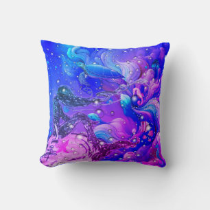Almohada de Tirar Sirena Abstracta Bajo el Mar