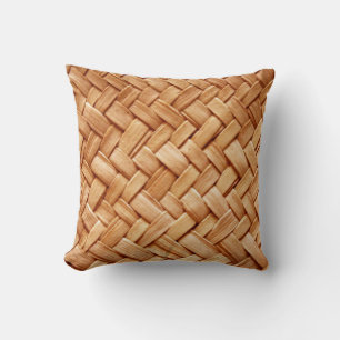 Almohada de Tirar Tejida de Paja Beige Falso - Reg