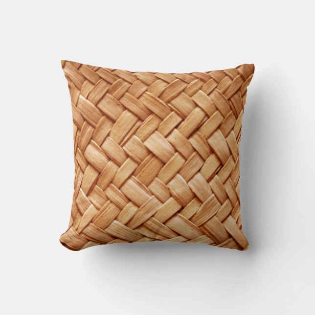 Almohada de Tirar Tejida de Paja Beige Falso - Reg (Anverso)