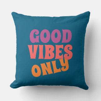 Almohada de Tirar Tipografía Retro Buenas Vibracio