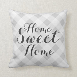 Almohada de tiro a cuadros gris casera dulce
