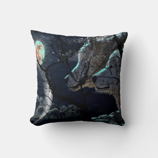 Almohada de tiro abstracta del lobo del resplandor (Anverso)