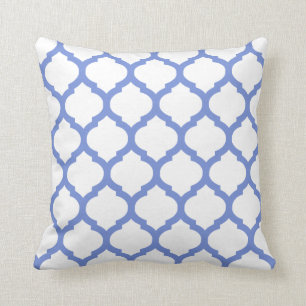 Almohada de tiro azul blanca marroquí