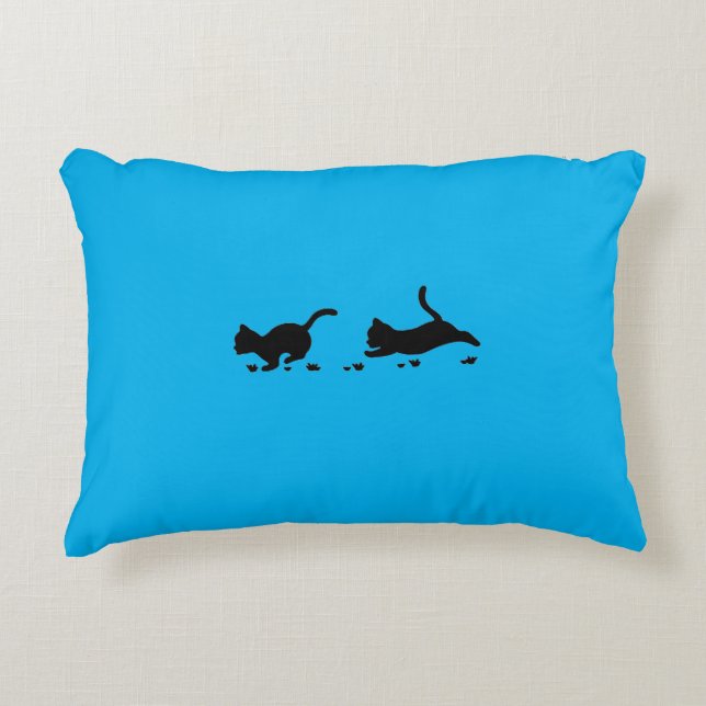 almohada de tiro azul gatito. (Anverso)