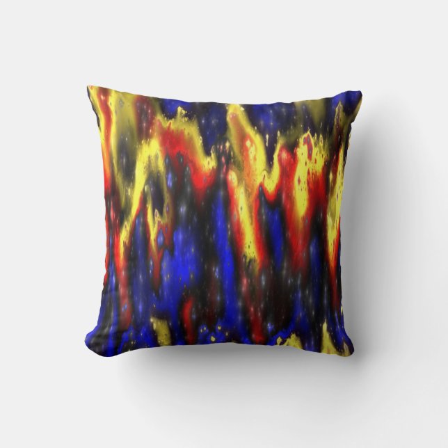 almohada de tiro azul y amarilla roja (Anverso)