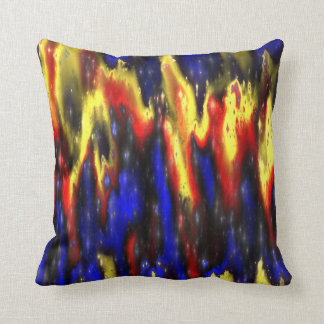 almohada de tiro azul y amarilla roja