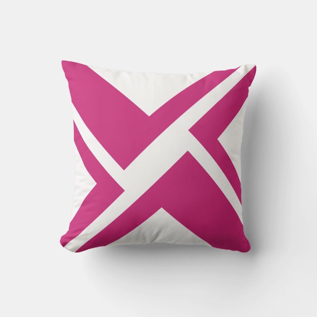 Almohada de tiro blanca y magenta (Anverso)