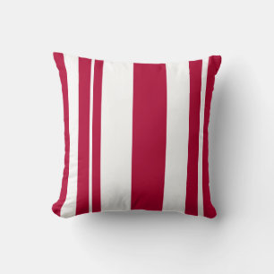 almohada de tiro blanco y rojo a rayas