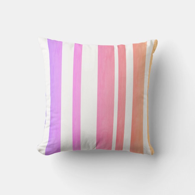 almohada de tiro bonito rayas pastel con rosa (Anverso)