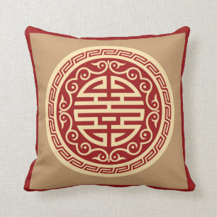 Almohada de tiro china del modelo del vintage rojo