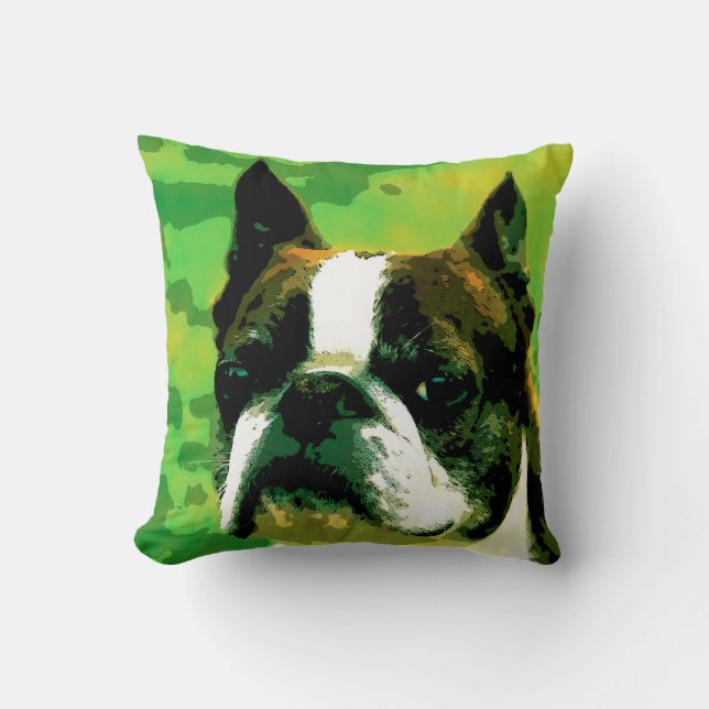 Almohada de tiro de Boston Terrier (Anverso)